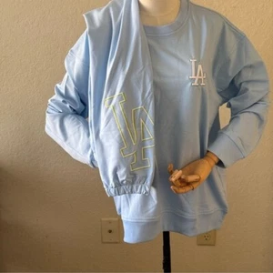 NWT MLB LA DODGERS BABY Blue Crewneck Jogger SET /Large - Picture 1 of 6