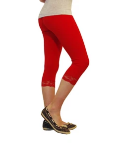 Girls Children's Leggings Capri 3/4 Short with Lace Shorts Cotton - Picture 1 of 19