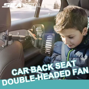 Dual Head Car Fan with USB, 3 Speeds, Adjustable for Rear Seat Comfort - Picture 1 of 7