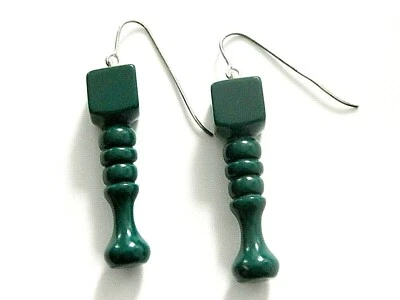 Pilgrim Damen Ohrhänger 925 Sterlingsilber Holz Grün Trendig Chic - Bild 1 von 2