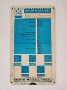 Lenox Band Saw Selector Chart 1972 Perrygraf Slide Rule ~ American Saw & MFG. Co - Picture 1 of 4