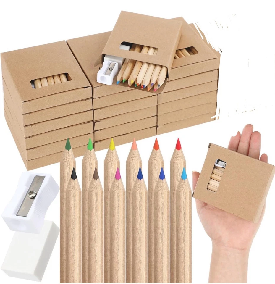 20 Boxes/240Pcs Mini Drawing Colored Pencils Bulk,3.5 Inch Portable Short Fat... - Image 1 of 4