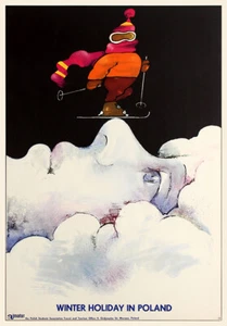 Póster de esquí de viaje vintage de vacaciones de invierno en Polonia - Imagen 1 de 1