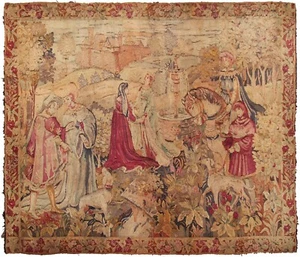 6x8 Antique French Tapestry Fine Handmade Fountain 1920 188cm x 226cm c.1920 - Picture 1 of 10