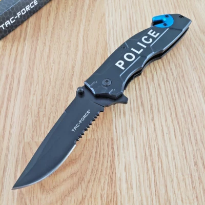 Нож складной полицейский Tac Force лезвие 3 дюйма нержавеющая сталь алюминиевая ручка - Изображение 1 из 4