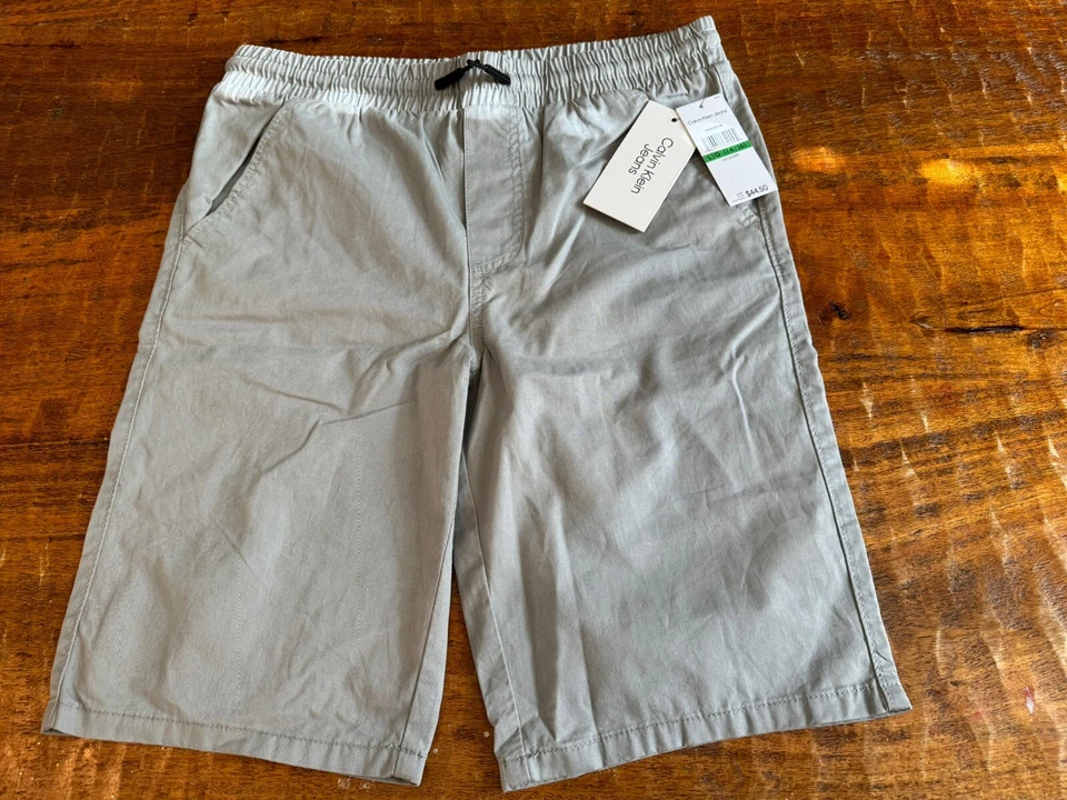Pantalones Cortos Chinos Calvin Klein Gris Niños Talla Grande 14/16 Cordón Cintura Elástica Foto 1 de 4