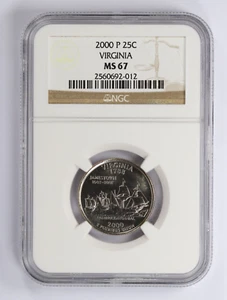 2000 P 25C Virginia State Quarter NGC MS67 - Picture 1 of 4