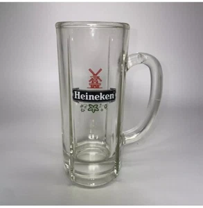 Vintage HEINEKEN Bierglas Becher 6 1/2" hoch Windmühle Logo dickes Glas - Bild 1 von 5