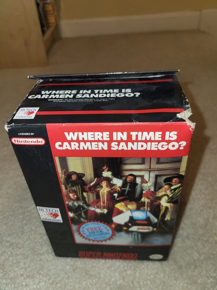 Where in Time is Carmen Sandiego Factory Sealed New Big Box Super Nintendo SNES - Image 1 of 4