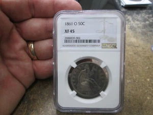 1861 O SEATED LIBERTY HALF DOLLAR in NGC XF45 EXTRA FINE CONDITION - Picture 1 of 4