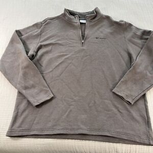 Columbia Mens Sweater Pullover 2XL XXL Brown 1/4 Zip Long Sleeve Sweatshirt