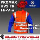 Weldclass Promax Hv2 Hi-Vis Welding Jacket, Leather Sleeves, With Harness Flap