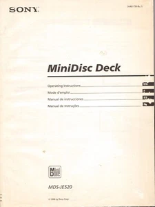 SONY JE520 MiniDisc Deck Owner's Manual, in ENGLISH & 3 OTHERS, Fair Condition - Picture 1 of 2