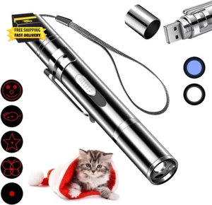 Pet Cat Laser Toy, USB Rechargeable Handheld Pointer, 5 Red Laser Patterns, Suit - Picture 1 of 3