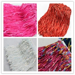 1 yard 17cm Lsaer Sequins Tassel Fringe Trim Close trim costumes decoration - Picture 1 of 13