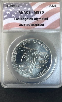 1983-S Los Angeles Olympiad Commemorative Silver Dollar ANACS MS70 - Image 1 of 2