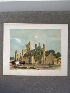 W Nelson Lithographie Kirkstall Abbey Handfarbe 1836 Leeds Yorkshire Antik Hor - Bild 1 von 12