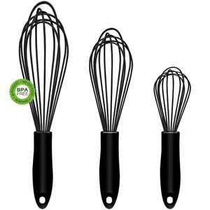 Silikon Schneebesen 3 Stück Lebensmittelqualität Manuell Eierbesen Mixer Quirl Haushalt Backen - Bild 1 von 5