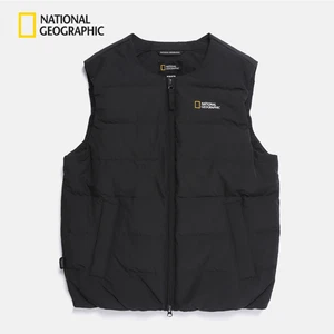 National Geographic Heron Lightweight Goose Down U-Neck Vest BLACK Asian Fit - Picture 1 of 6