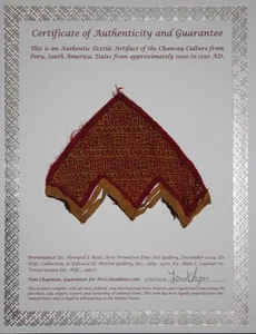 Pre Columbian Artifact Authentic Frameable Textile Border Chancay Peru COA 17 - Picture 1 of 5