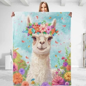 Lovely Llama Throw Blanket - Soft Plush, Lightweight, 50in×60in, - Picture 1 of 6