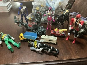 JOB LOT OF OLD TOYS POWER RANGERS TRANSFORMERS DIECAST TOYS DRAGON MONSTERS ETC - Picture 1 of 13