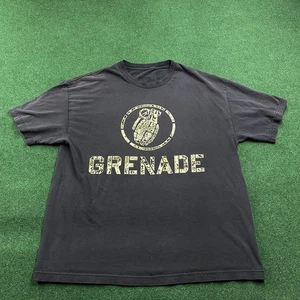 Vintage Grenade Shirt Mens XL Black Y2K Skater Grunge Emo Punk Baggy Tee - Picture 1 of 7
