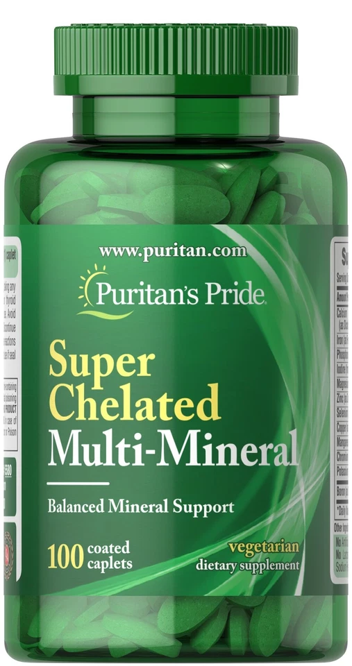Puritan's Pride Super Chelated Multi Mineral - 100 Coated Caplets - Image 1 of 1