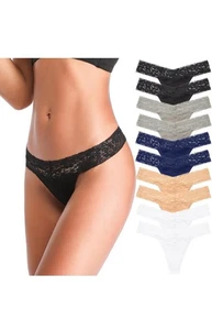 ANNYISON Women's Thongs, T Back Low Waist See Through Panties Cotton 10pk Large - Picture 1 of 7