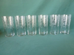 Seis vasos de soda rectos de vidrio elegantes vintage Cambridge Rose Point 5 1/2" - Imagen 1 de 4