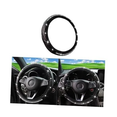  Cubierta de volante de coche de cuero Bling, diamante cristal estrás vehículo  Foto 1 de 4