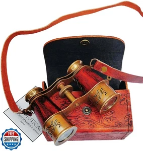 Vintage Style 3" Messing Fernglas mit Ledertasche - Maritim C - Bild 1 von 5