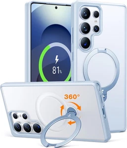 TORRAS 360° Galaxy S25 Ultra Spin Magnetic Stand Case Frosted Silverblue - Bild 1 von 2