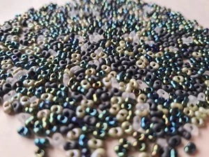 Farfalle Rocaille Glasperlen, oliv schwarz grau, Schmetterlingsperlen 4mm 1640 - Bild 1 von 6