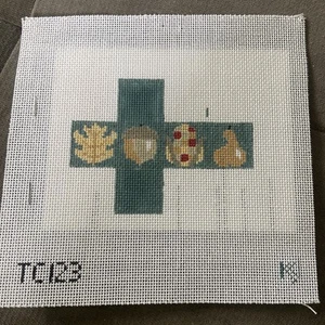 Kathy Schenkel Tiny Cube Green Fall Items Needlepoint Canvas TC123 - Picture 1 of 4