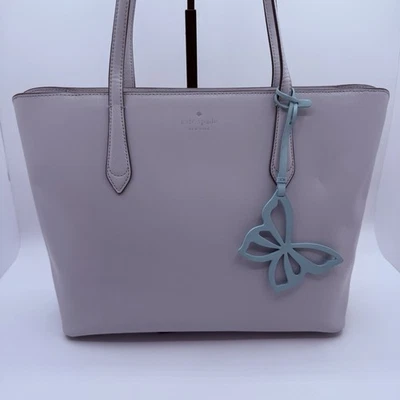 Kate Spade Marlee Leather Tote Shoulder Bag In Moonlight w/ Blue Butterfly Charm - Image 1 of 4