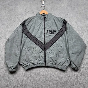Army IPFU Jacket Mens Medium Gray Black Full Zip Windbreaker Training Nylon - Picture 1 of 14