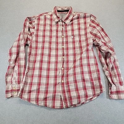 COMPANY 81 Plaid Button Down Shirt Men's Large Red White Casual Long Sleeve - Image 1 of 4