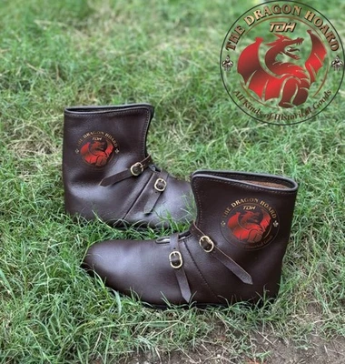 Medieval Leather Shoes Renaissance Boot LARP  12th to 15 century medieval - Image 1 of 4