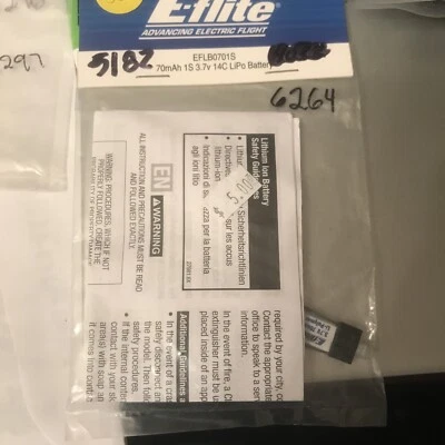 E-Flite EFLB0701S 70Mah 1S 3.7V 14C Lipo Battery: PH 1.5 (Ultra Micro) HH - Image 1 of 3