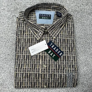 Trader Bay Button-Down Shirt Lg-Slv Men's XL Brown & Black Pattern NEW VTG Sears - Picture 1 of 8