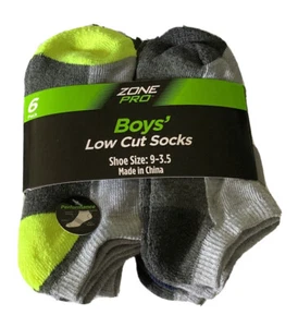 6 Pack Zone Pro Athletic Assorted Colors Boys Low Cut Ankle Socks Back To School - Picture 1 of 6