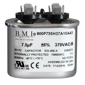 USA REPLACEMENT LENNOX/DUCANE/ARMSTRONG 7.5MFD/370V OVAL RUN CAPACITOR 100600-02 - Picture 1 of 5
