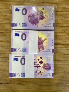 Euro Souvenir Banknote Winnie Pooh SteamBoat Willie Bees Lot 3 Bundles x100 - Bild 1 von 2