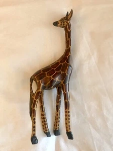 Giraffe Wooden Wood Carved Figurine Sculpture Kenya Africa 12” Tall - Picture 1 of 4