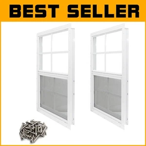 2-Pack Versatile 14" x 21" Shed Windows - Screened for Ventilation & Sunlight - Picture 1 of 10