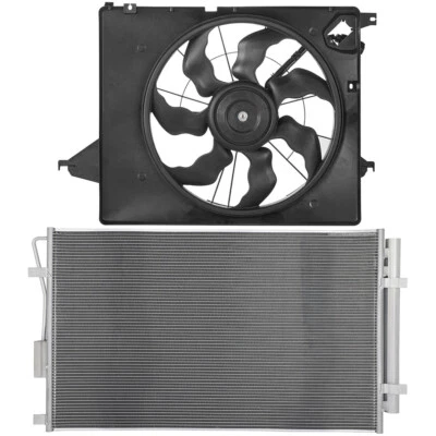 Electric AC Condenser Cooling Fan Kit For 2013-15 Hyundai Santa Fe 2016-18 Foto 1 de 4