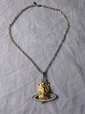 Vivienne Westwood Silver Chain Necklace With Gold Lion Orb - Image 1 of 4