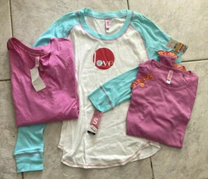 3 Damen Gr. S Farbton Pyjama Schlaf Oberteil T-Shirt Baumwolle Langarm Rosa Orchidee Weiß - Bild 1 von 7