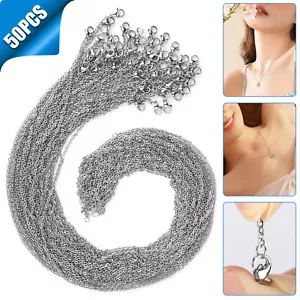 50Pcs Stainless Steel Silver Tone Chain Necklace Bracelet for DIY Jewelry Making - Picture 1 of 9